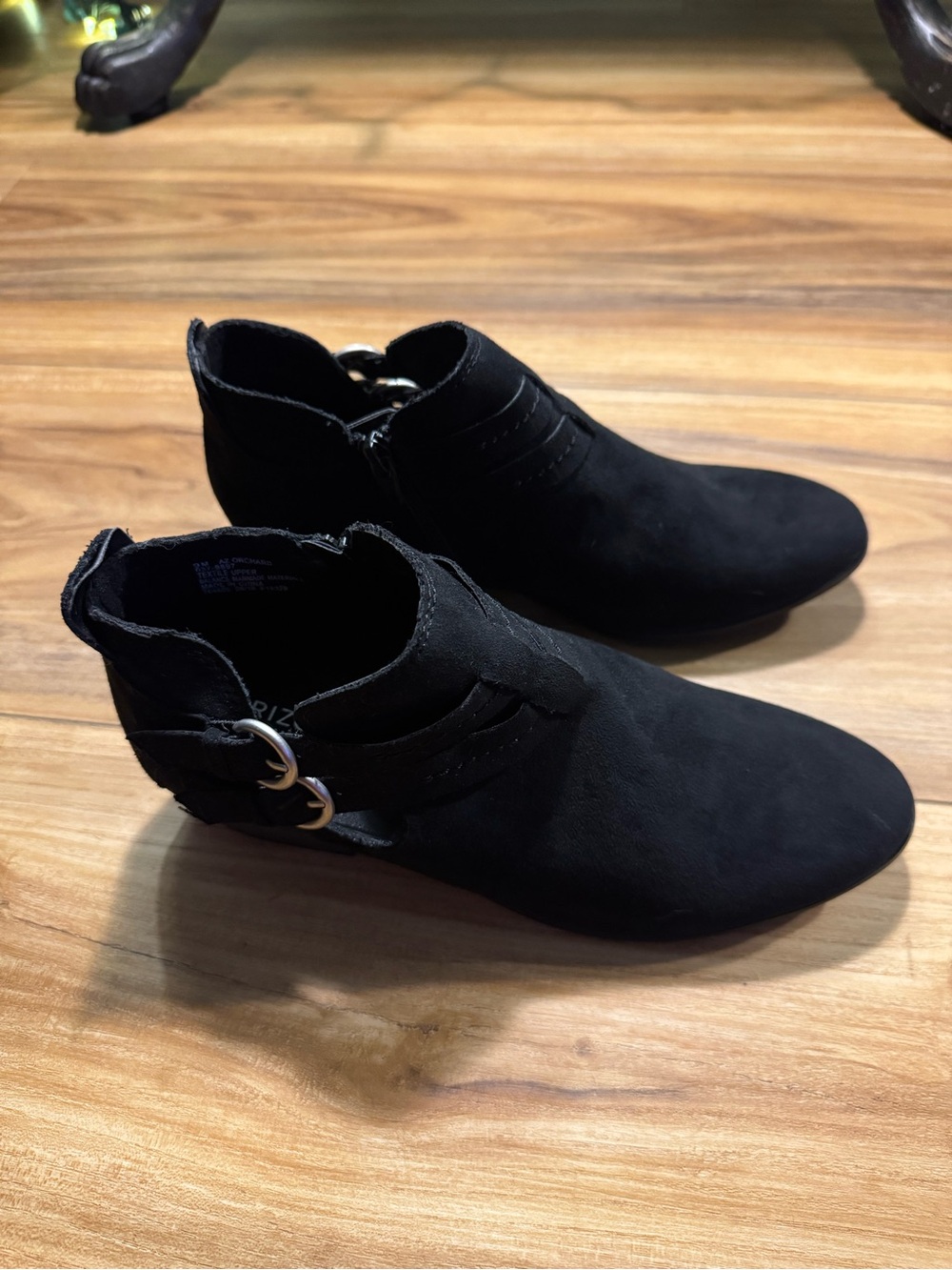 NWT Women's Black Ankle Booties with Side Buckle Accent